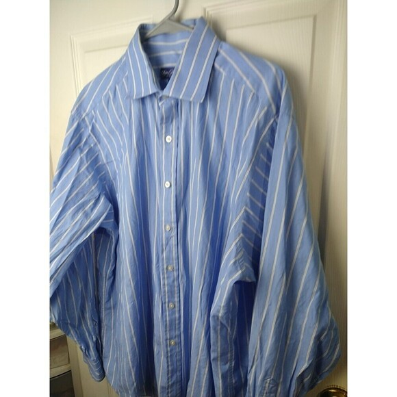Sean John Shirt Mens XXL 18 36/37 Blue Button Up Dress Shirt Long Sleeve Striped - Picture 2 of 10